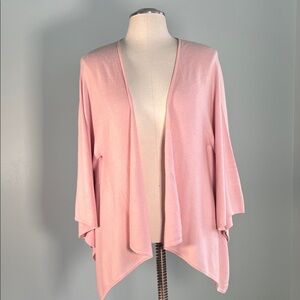 Vintage Red Envelope silk and cashmere pink open front shawl cardigan OS